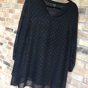 Maurices plus size 3x blouse EUC black on black